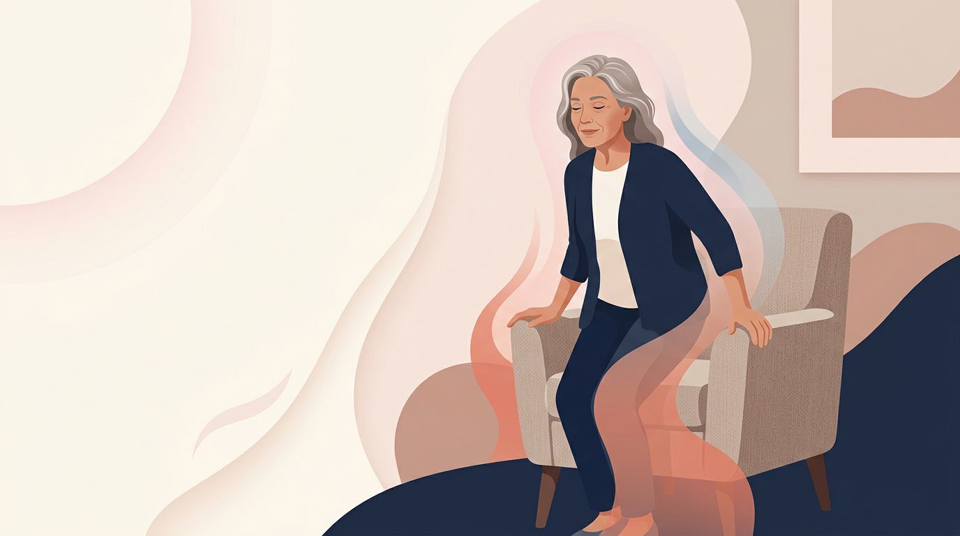 Illustration of an older adult experiencing brief lightheadedness when standing