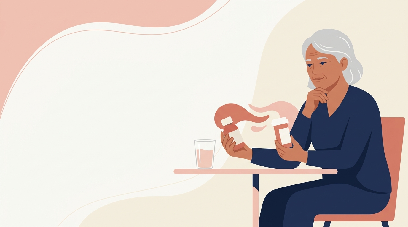 Older adult comparing ibuprofen and blood pressure medication